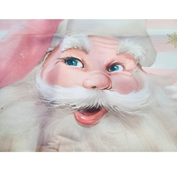 Santa Christmas Pillow Cover Holiday Decor Soft Pink Xmas Accent Throw Case 20" - Picture 3 of 10